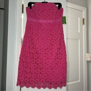 Lilly Pulitzer 100% Colton Pink Strapless Sheath Dress